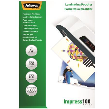 Laminovacia fólia, 100 mikr., A3, lesklá, 100 ks,  FELLOWES 1