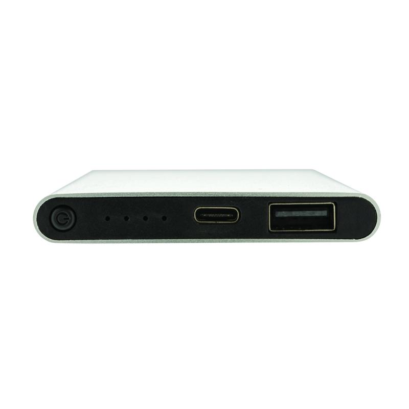 Powerbanka 4000mAh s USB C z RCS recykl. plastu a hliníka strieborná 6