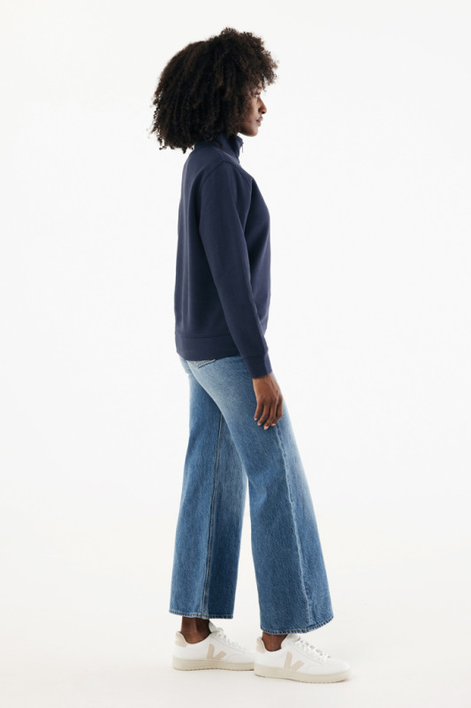 IQONIQ Elgon sveter s krátkym zipsom z recyklovanej bavlny námornícka modrá 4XL 6