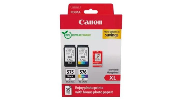 CANON Multipack PG-575XL/CL-576XL + GP-501 fotopapier, čierna + farebná (400 + 300 strán) + 50 h 1