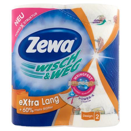 Papierové utierky, 2-vrstvové, 2 kotúče/bal, ZEWA "Wisch&Weg extra lang"