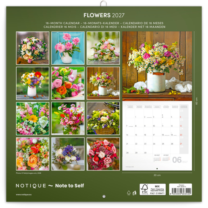 NOTIQUE Grid calendar Flowers 2027, 30 x 30 cm 14