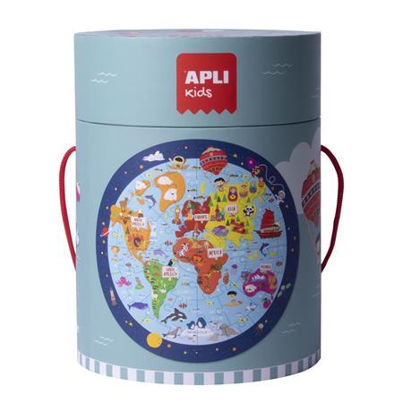 Puzzle, okrúhle, 48 ks, APLI Kids "Circular Puzzle", mapa sveta 1