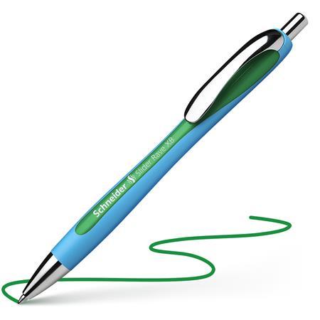 Guľôčkové pero, 0,7 mm, stláčací mechanizmus, SCHNEIDER "Slider Rave", zelené 2