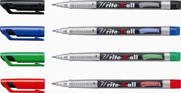 Permanentný popisovač, 0,7 mm, kužeľový hrot, STABILO "Write-4-all", čierny 2