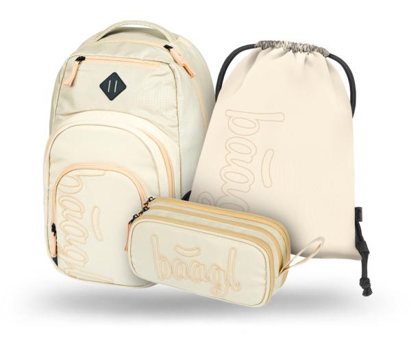 BAAGL SADA 3 Coolmate Beige: batoh, peračník, vrecko
