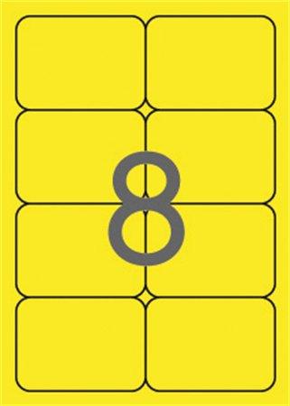Etikety, 99,1x67,7 mm, farebné, zaoblené rohy, APLI, neónové žlté, 160 etikiet/bal