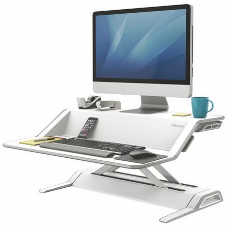 Pracovná stanica pre prácu v sede/stoji, FELLOWES "Lotus™", biela 1