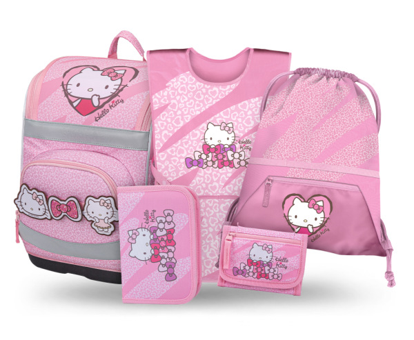 BAAGL SADA 5 Zippy Plus Hello Kitty Sweet Leopard: aktovka, peračník, vrecko, zástera, peň