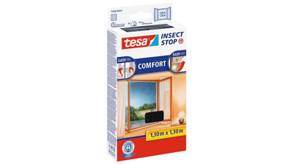 Sieťka na okno, proti hmyzu, suchý zips, 1,3 x 1,3 m, TESA® "Comfort", čierna 1