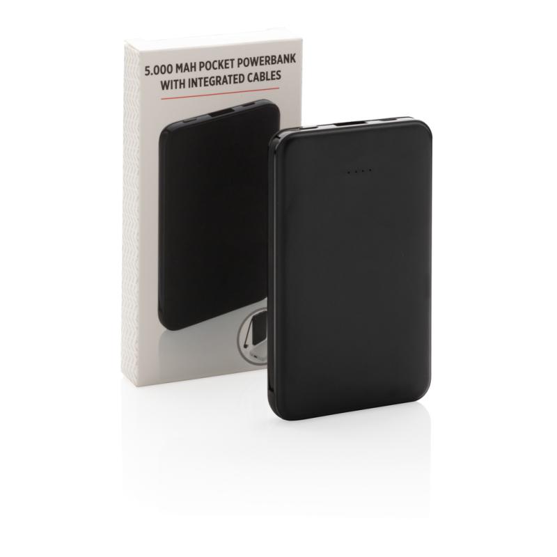 Vrecková powerbanka 5 000 mAh s integrovaným káblom čierna 11