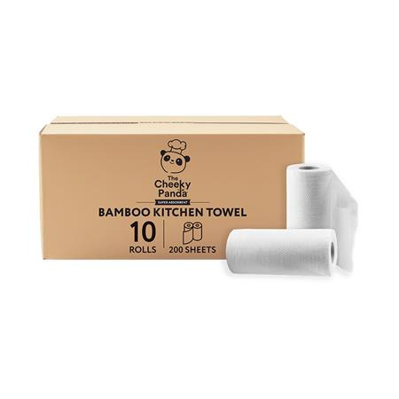 Kuchynské utierky, bambusové, 2-vrstvové, 100 listové, 10 kotúčov, CHEEKY PANDA, biele 1