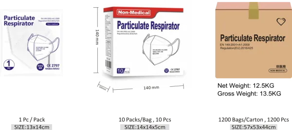 Respirátor (respiračné rúško) triedy FFP2 (CE) 3