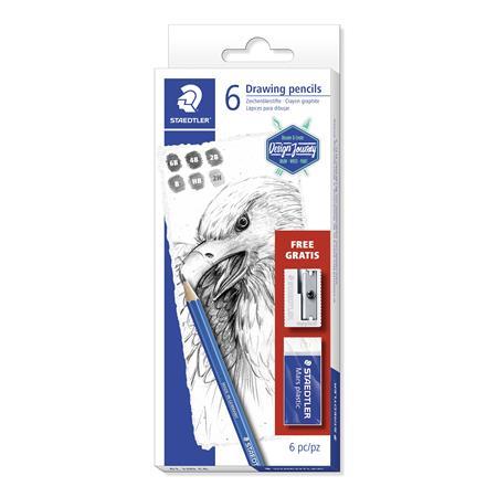 Grafitová ceruzka, so strúhadlom, gumou, šesťhranná, STAEDTLER "Design Journey Lumograph", 1
