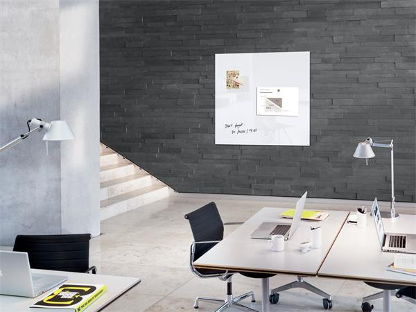 Magnetická sklenená tabuľa, 100x100 cm, SIGEL "Artverum® ", biela 3