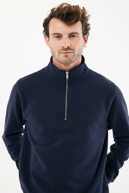 IQONIQ Elgon sveter s krátkym zipsom z recyklovanej bavlny námornícka modrá XXS 14